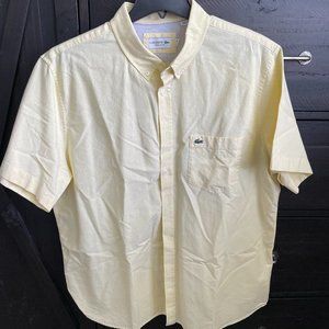 Lacoste Men’s Yellow Vintage Short Sleeve Button Shirt in Light Yellow